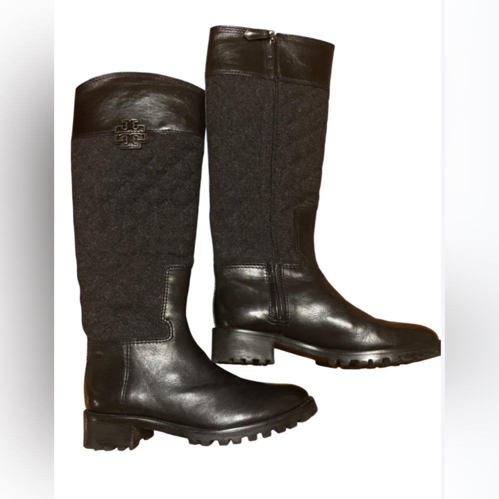 TORY BURCH- Rosalie Quilted Wool Felt Tall Riding Boots - sz 7